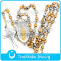 New Arrival Handmade Fashion High Quality Rosary Beads Style Cross Chain Fine Jewelry Necklaces in 316 Stainless Steel